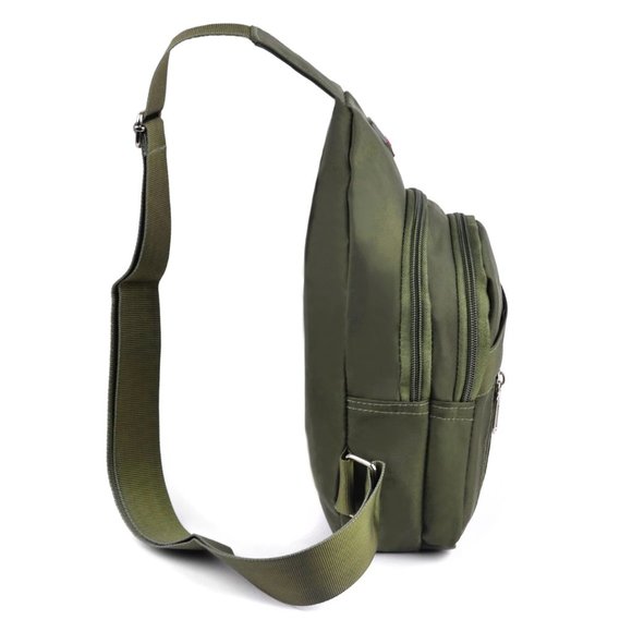 Olive Green Crossbody Sling Bag Backpack - Picture 3 of 8
